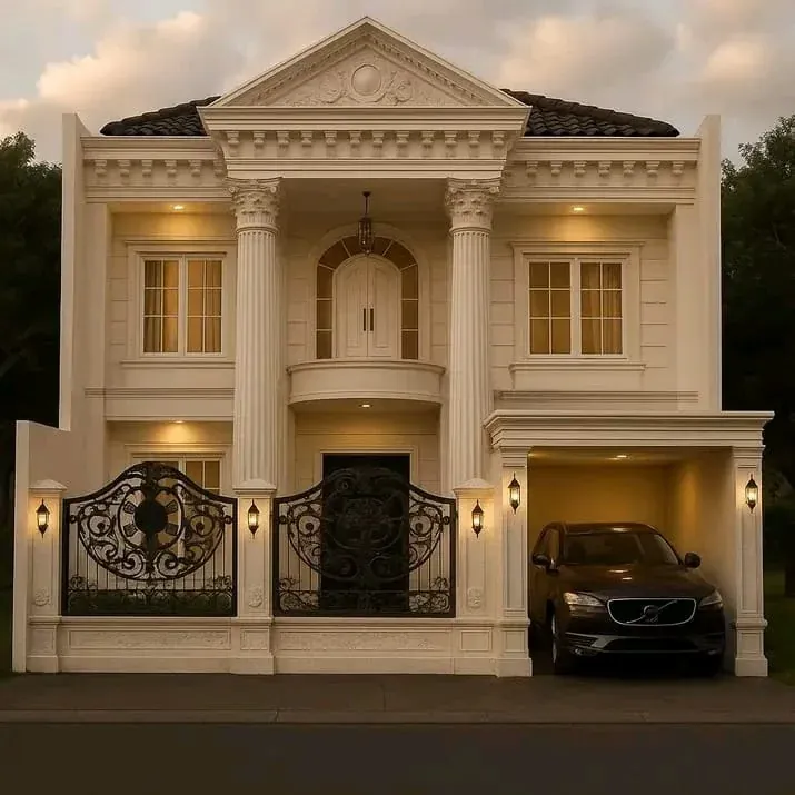 Villa Klasik Pediment Segitiga & Kolom Ganda