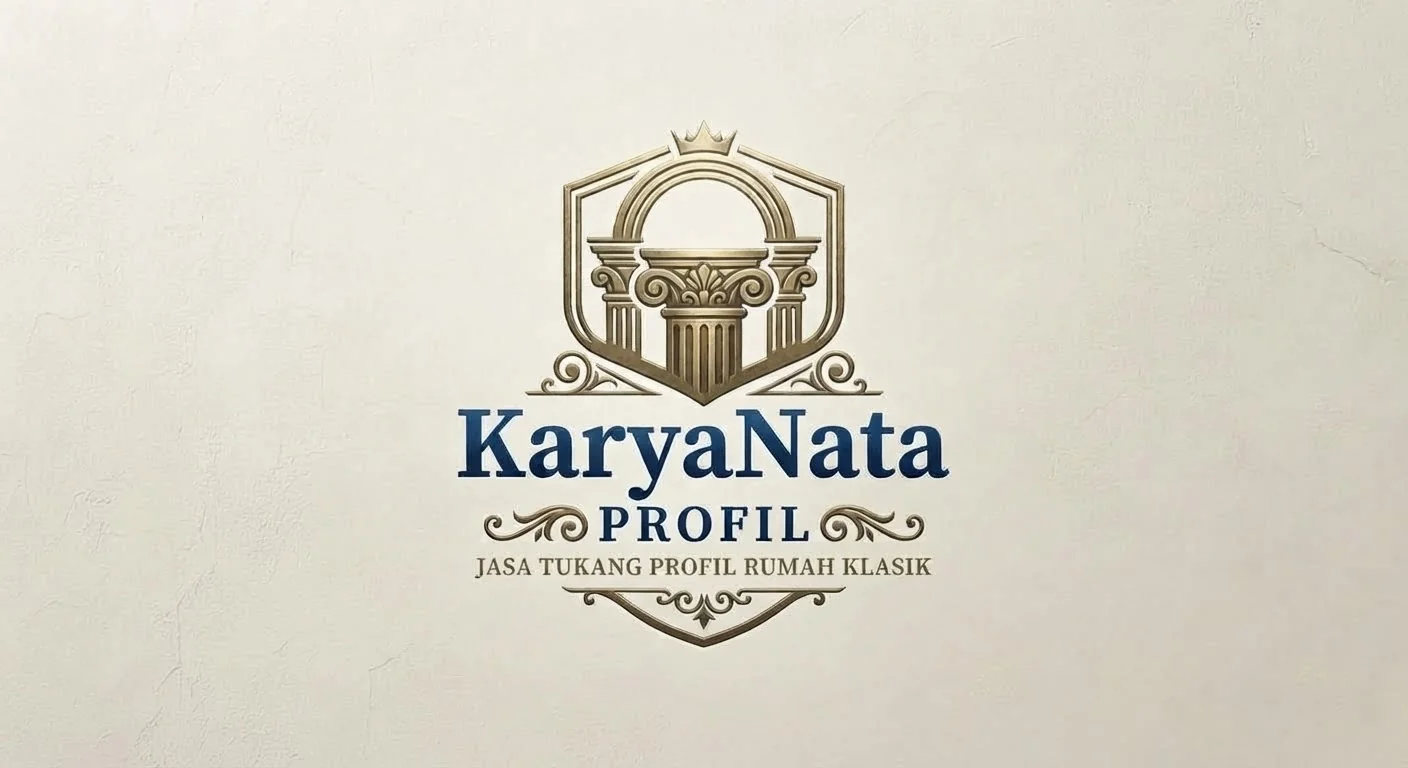 Logo KaryaNata Profil pada dinding workshop